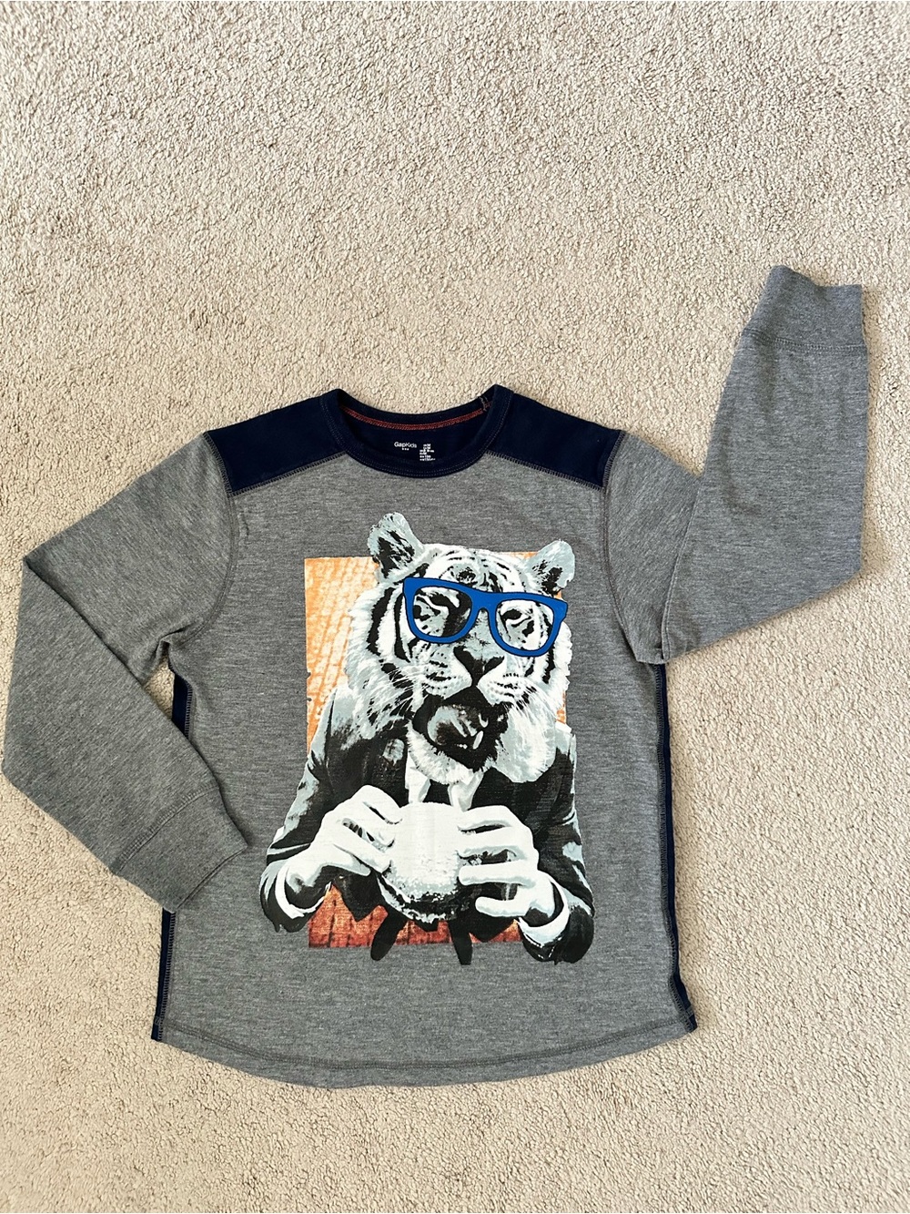 Gap Kids Boys Tiger Long Sleeve Tee Size Medium